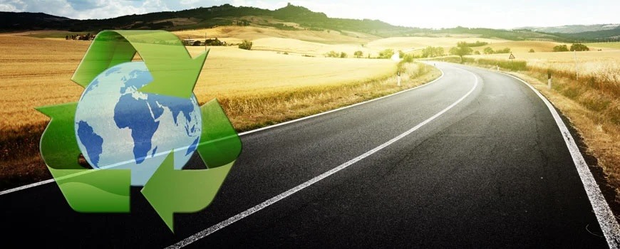 road with a sustainability icon